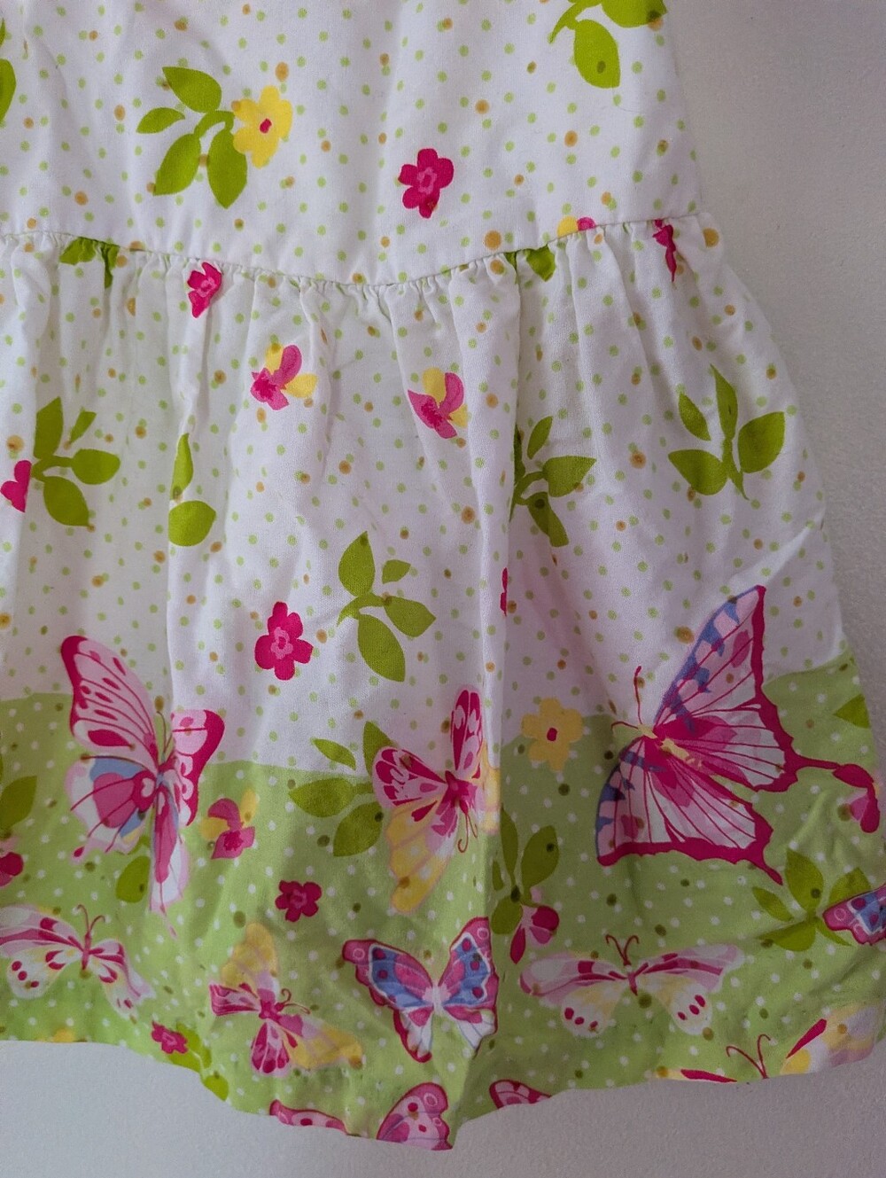 Bonnie Baby Butterfly Cotton Dress Pink & White Polka Dot Ribbon Straps - Picture 3 of 7